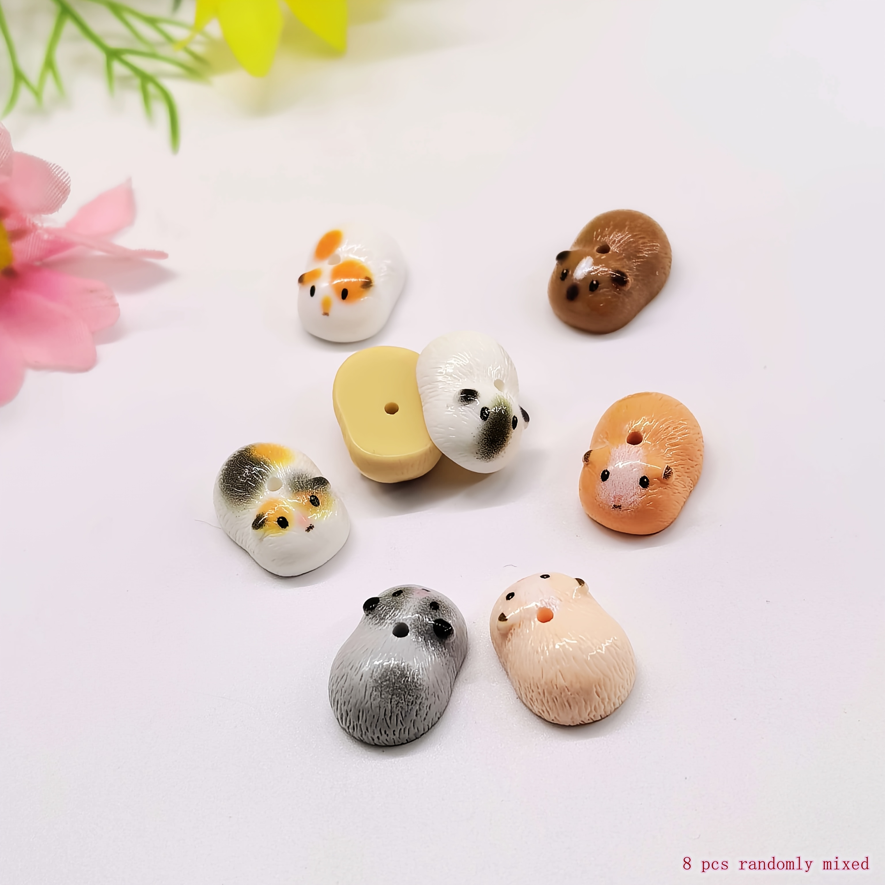 TEMU 8pcs Perles Décoratives avec Trou de Ruban Peint en Résine de Animal, Bracelet de Perles, Perles Décoratives Libres, Artisanat, Cadeau de Fête,