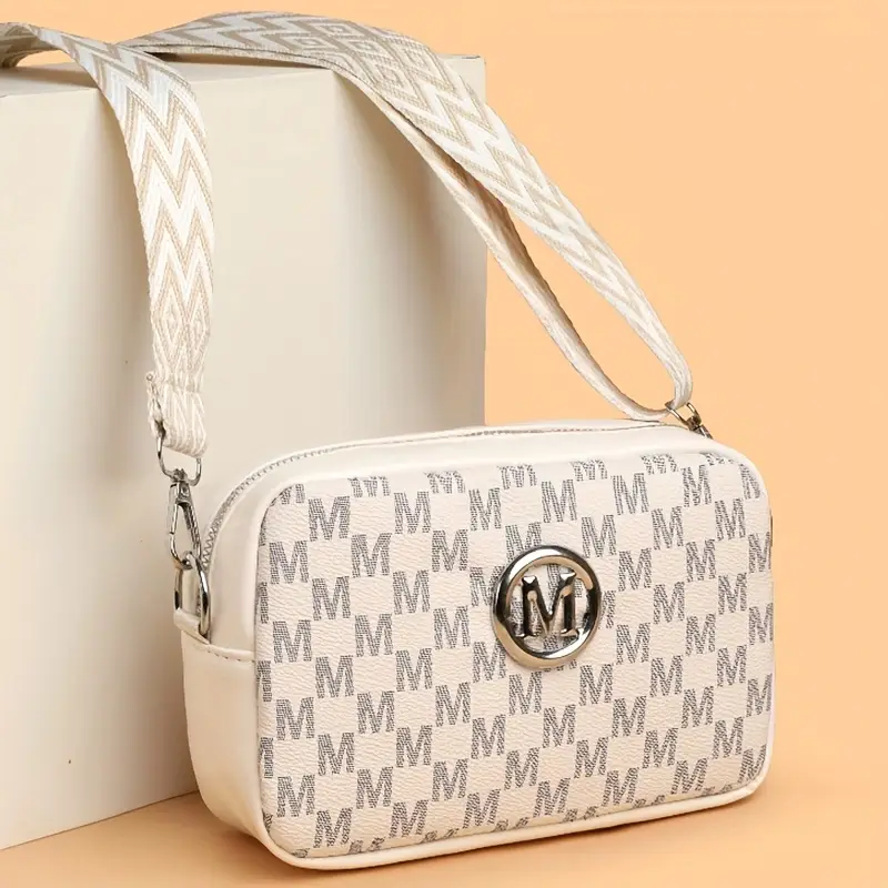 perfect lily mini crossbody bag black white check pattern adjustable strap zip closure lightweight multi use shoulder tote bag for everyday pattern bag zippered closure small purse details 8