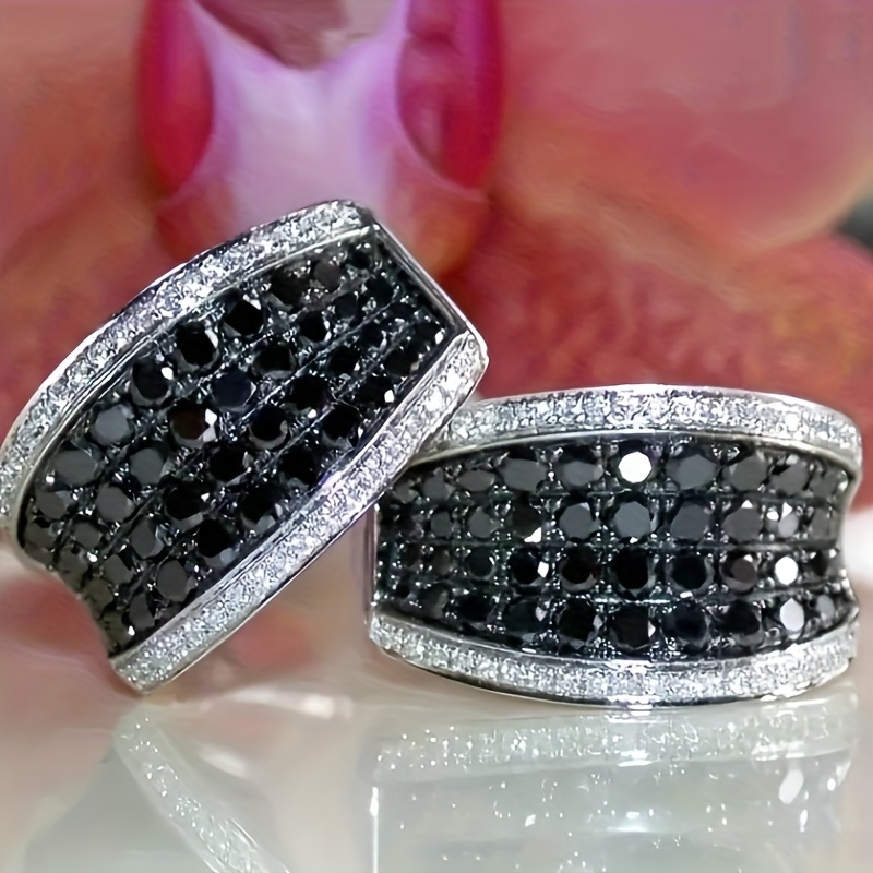 Women's Vintage Black Pave Cubic Zirconia Earrings, Unique Style