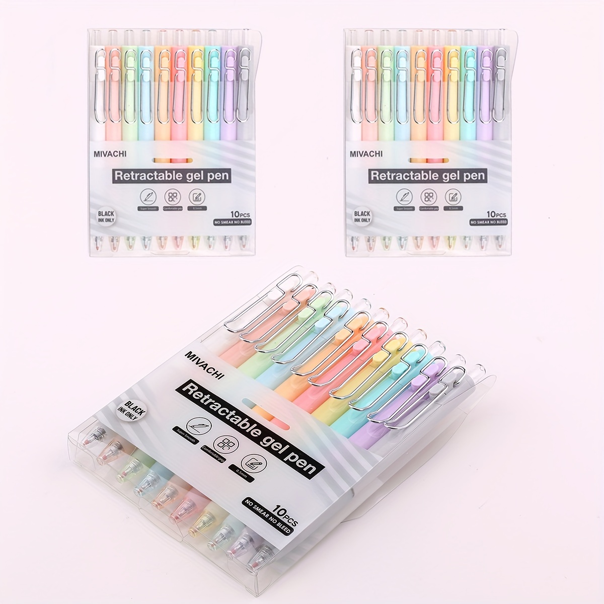 10pcs Set Of 0 5mm Black Gel Pens In Macaron Color With Japanese Ink