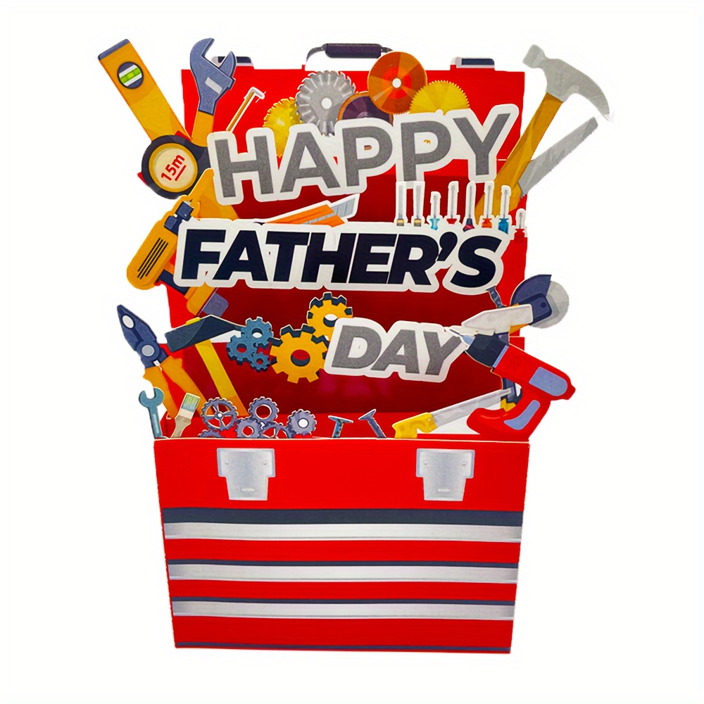 

Happy Father's Day 3d Pop-up Greeting Card - Toolbox Theme, Best Dad Ever Paper Card For Husband, Son, Or Any Father Figure - Unique Special Occasion Celebration Card With Pop-up Design
