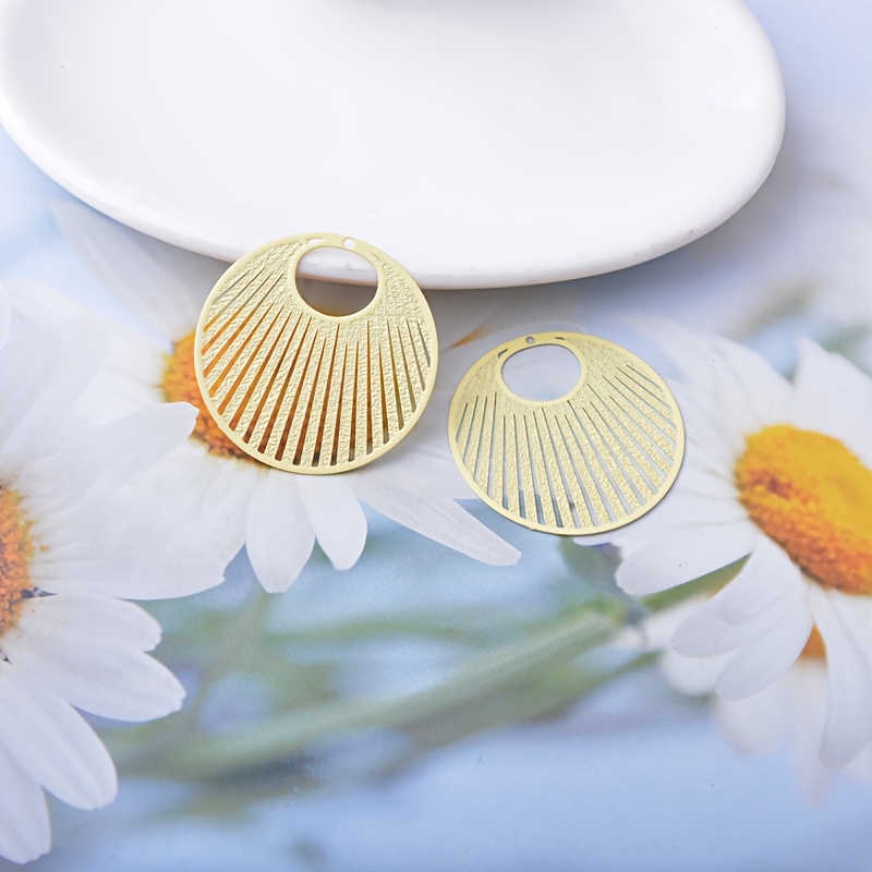 10pcs Round Hollow Fan-Shaped Copper Alloy Charms Set