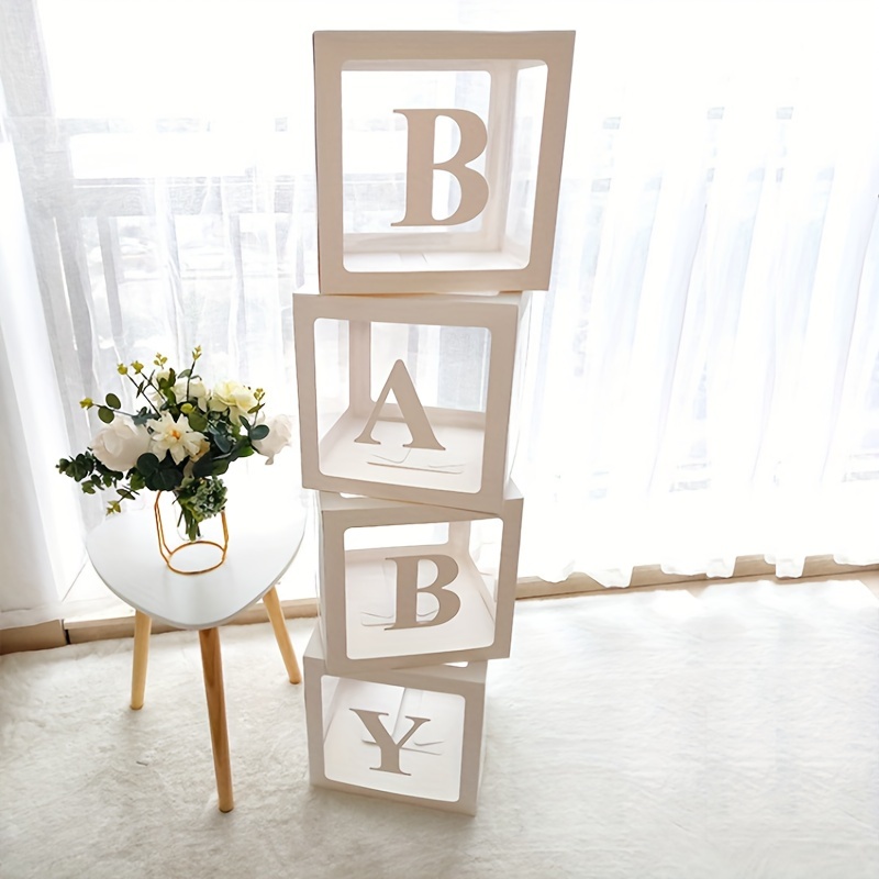 

Alphabet Transparent Paper Box, 9.8x9.8 Inch - Letter Decor For Wedding, Shower, 1st Birthday Party & Adult Proposals, Party Backdrop | Stackable Boxes | Paper Construction, Wedding Card Box