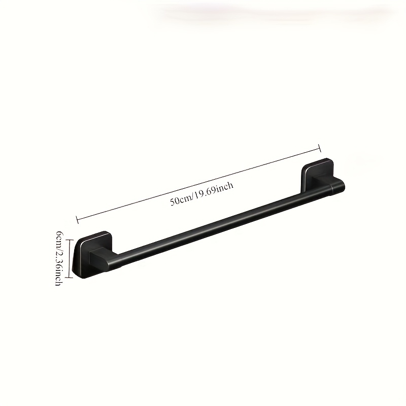 TEMU Modern Black Aluminum Metal Towel Bar Rack - No-drill Adhesive Mount / With Hand Towel Hook, Suitable For Bathroom And Kitchen Towel Storage