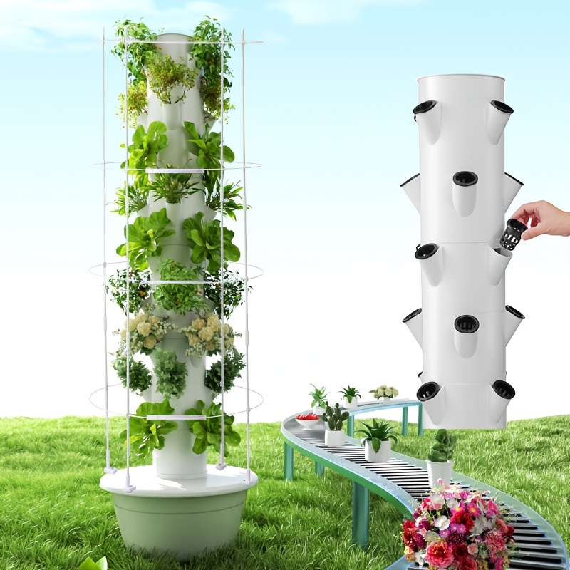 8 tier hydroponic tower with support frame growing cage climbing frame planting system hydroponic system vegetables strawberries tomatoes peppers planting machine
