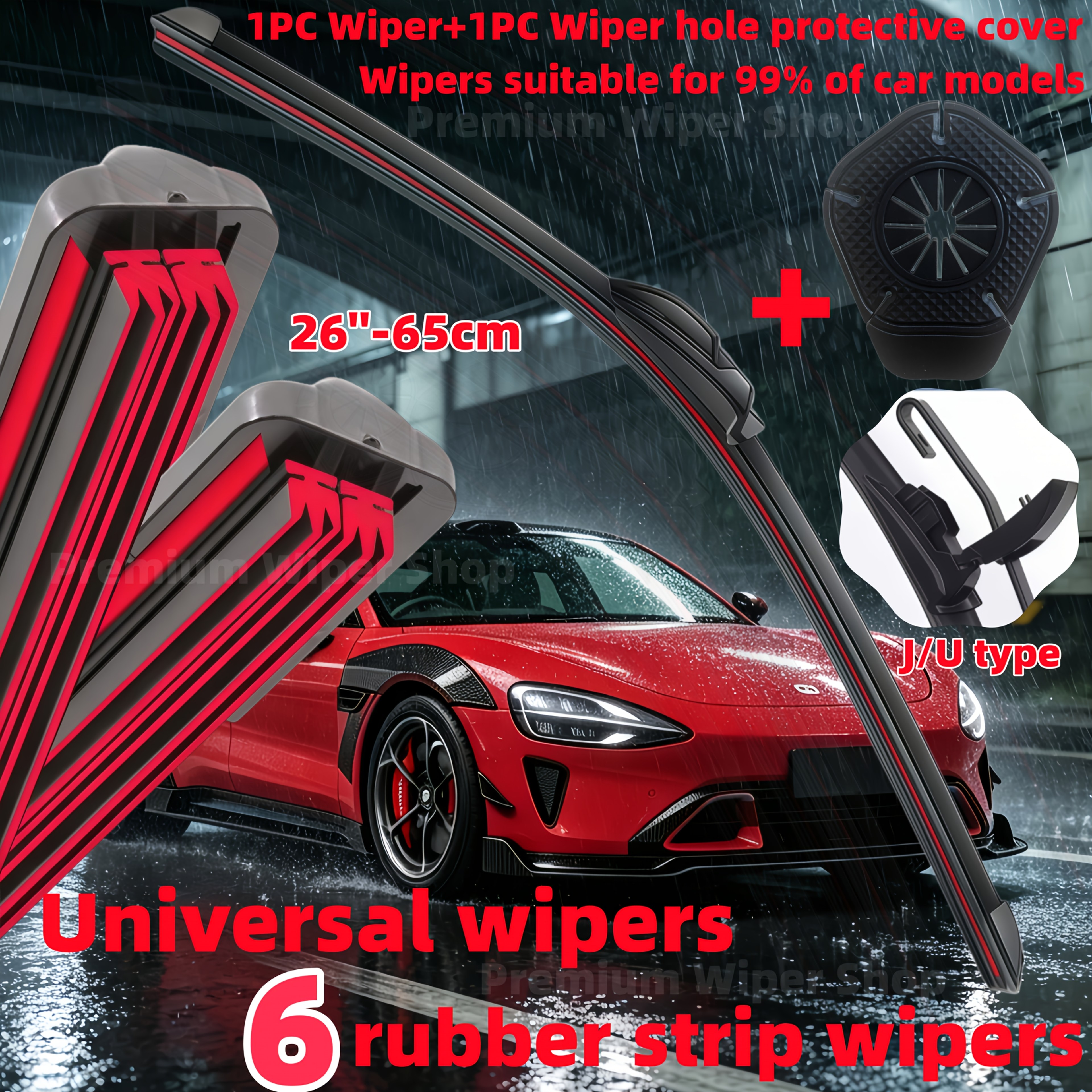 TEMU New Upgraded 6-layer Rubber Windshield Wiper Blade/hd Silent Durable / Adapter Models/suitable For 99% Models/car Wiper Hole Protector