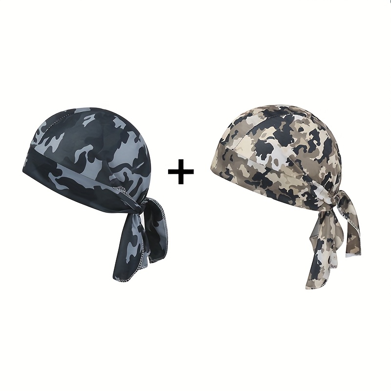 Image of 2pcs European And American Outdoor Camouflage Pirate Hat Hood Men And Women Casual Turban Camouflage Print Headscarf Pirate Hat