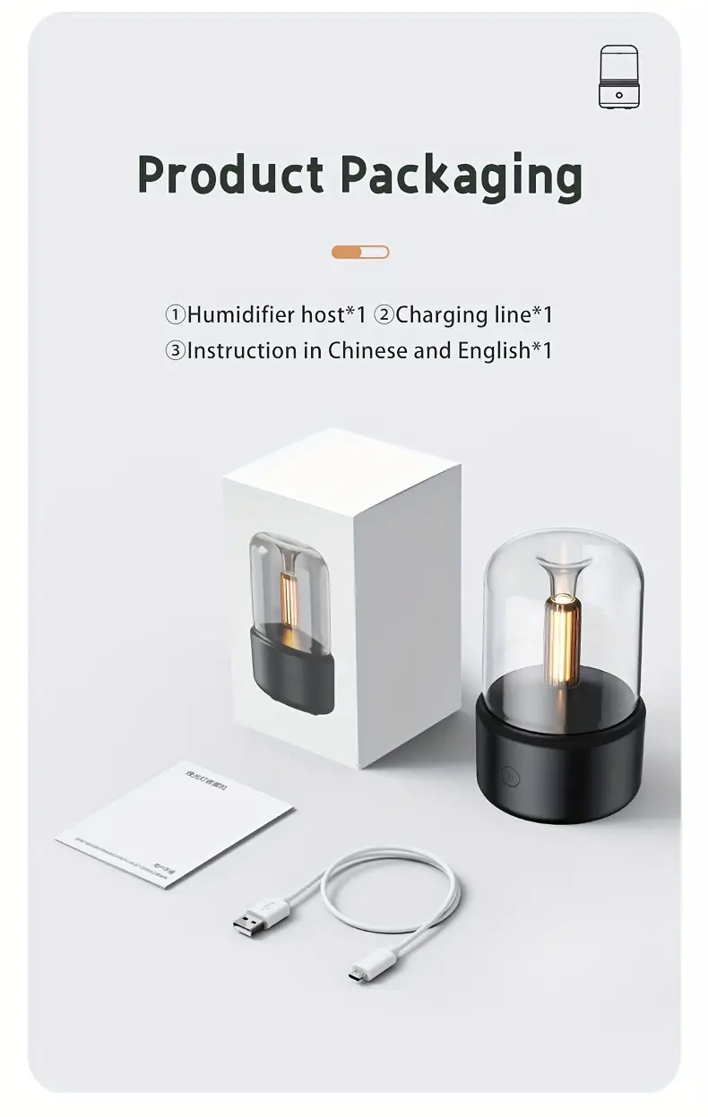essential oil diffuser with simulated candlelight water shortage power outage protection ultrasonic atomization suitable for 10 20m usb powered key control no battery included details 11