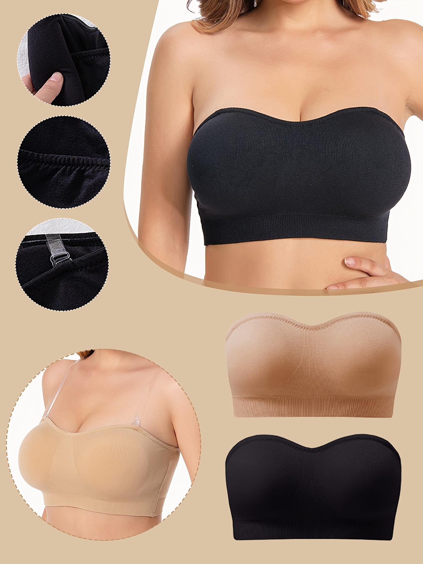 5pcs Breathable Tube Tops, Ruched Bust Stretchy Strapless Tops, Women's  Lingerie & Underwear