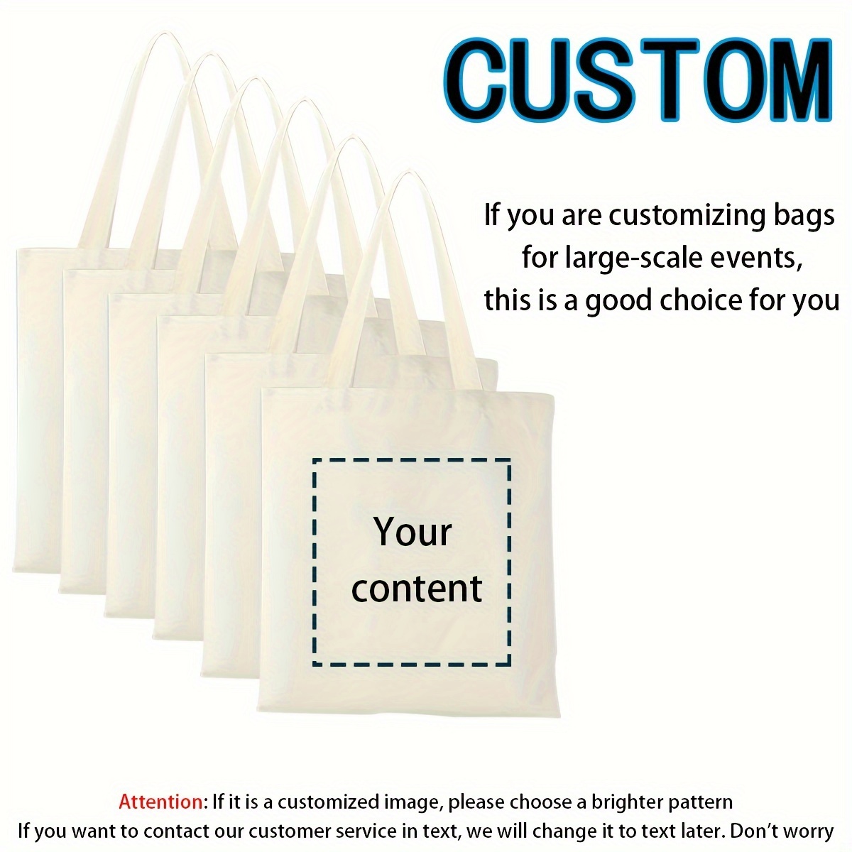 

Customizable Canvas Tote Bag Set - Large Capacity, Fixed Shoulder Strap, For Easy - Events & Use