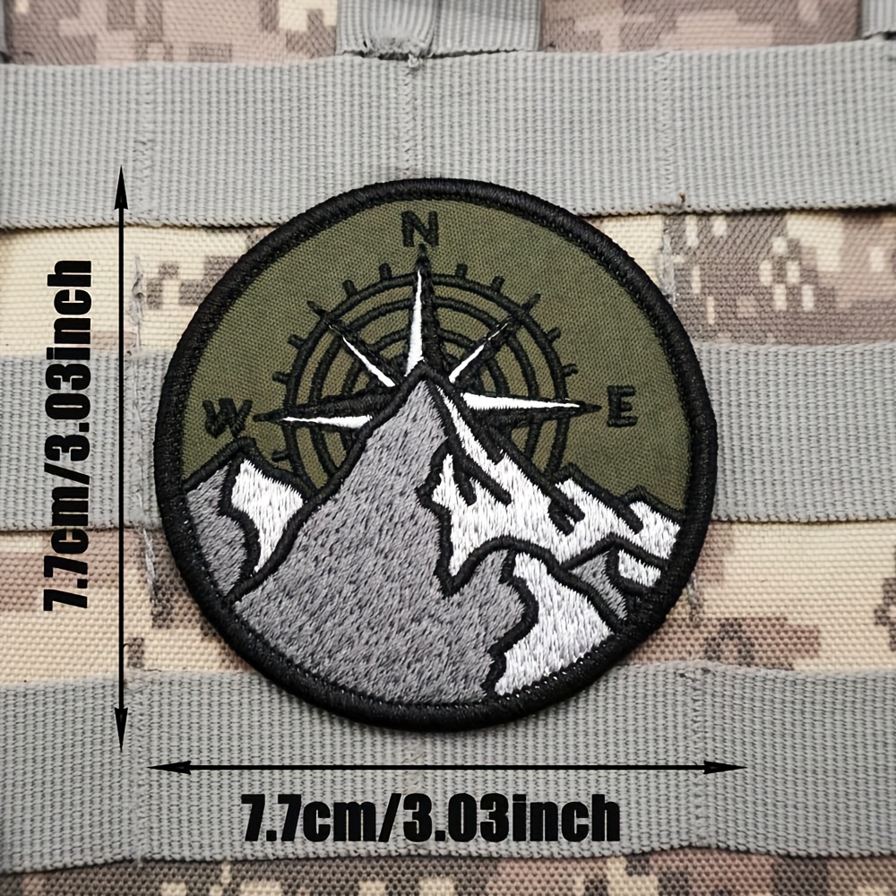 1pc Compass Embellishment Patch - Army Green With Black Compass Rose And Directional Needle, Backing For Hiking Backpacks, Vests, Uniforms - Outdoor Survival Navigation Gear Accessory
