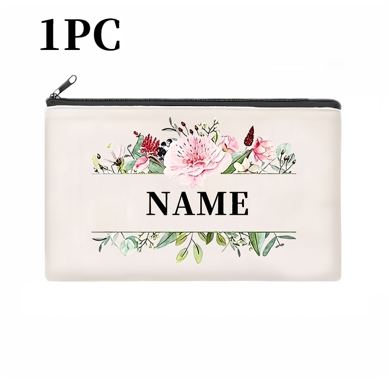 TEMU [custom Name] 1pc/3pcs Custom Name Makeup Bag Durable Large Capacity, Suitable For Parties, Travel, Shopping - Lightweight, Foldable, Open And