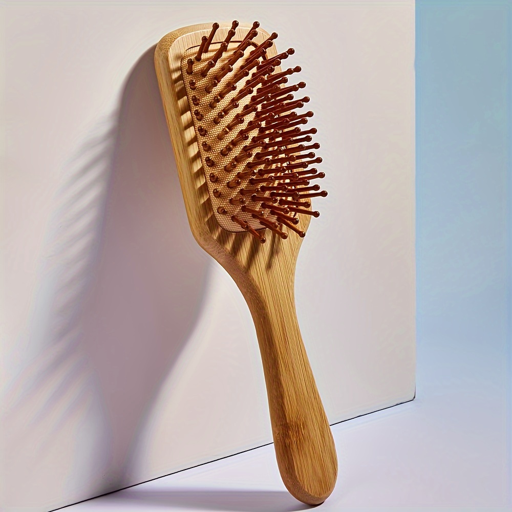 

1pc Bamboo Hair Brush - Scalp Massage Detangler For Wet And Dry Hair - Paddle Scalp Massage Comb For Women, Men