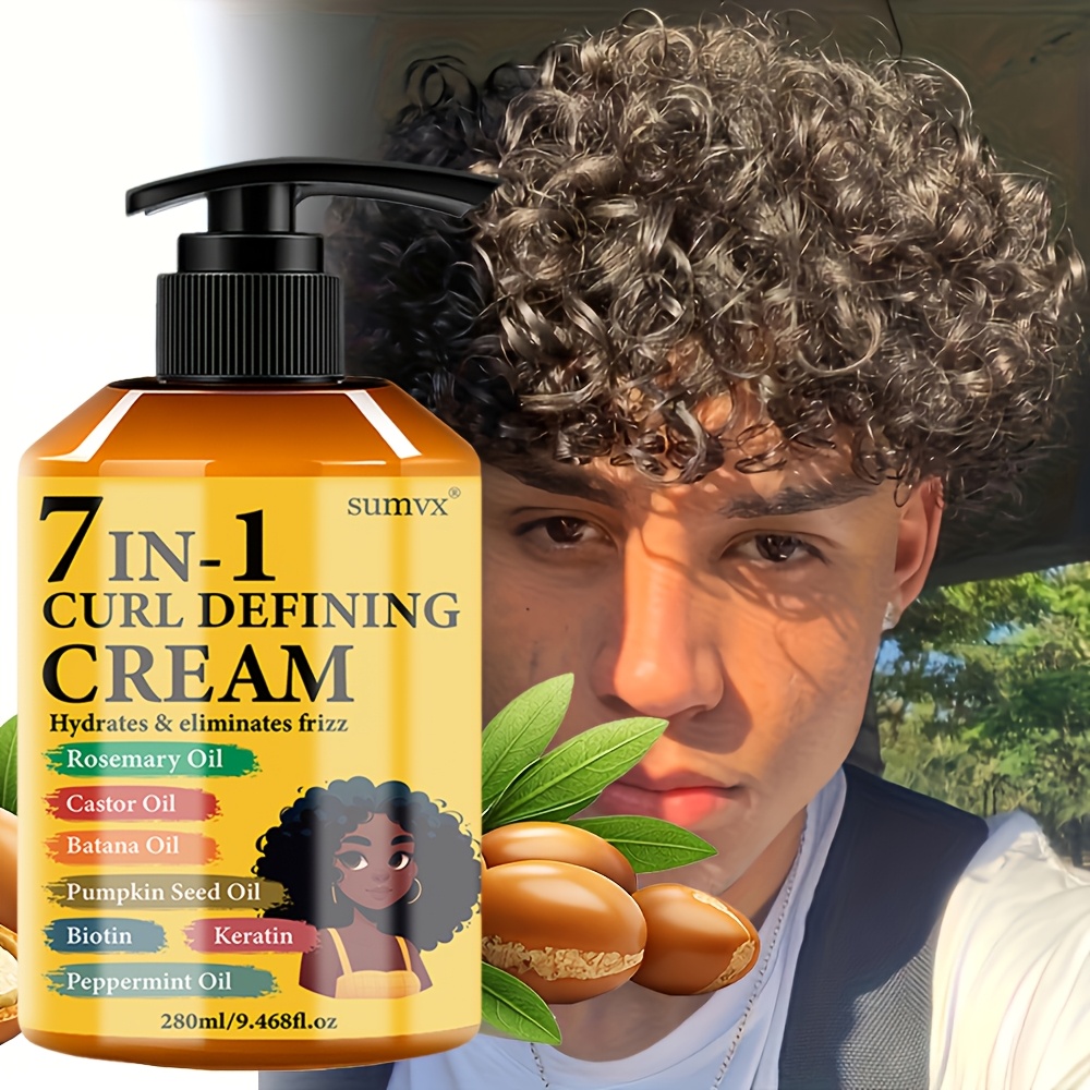 Image of 9.47 Oz, 7-in-1 Defining Cream | Moisturizing, Adult Cream | 1 Bottle, Long-lasting Style, , Non-greasy, , Rosemary Oil, Castor Oil, Batana Oil, Pumpkin Seed Oil, Biotin, Keratin, Peppermint Oil