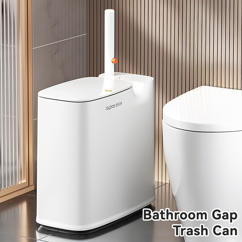 TEMU Poubelle de Salle de Bain Blanche, Bâtonnet Nettoyant pour Toilettes, Porte-Brosse de Toilettes, Poubelle de 2 Gallons avec Couvercle Éjectable,