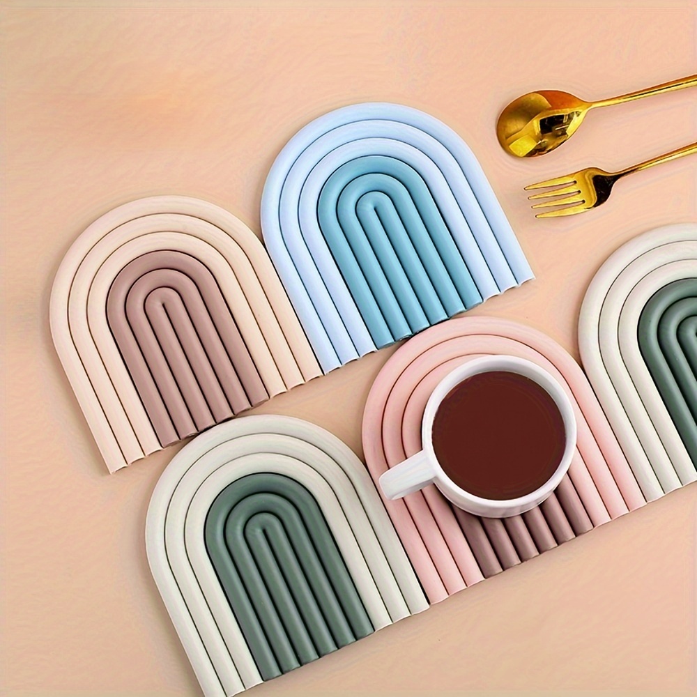 

Rainbow Silicone Trivet Mat Set - Heat Resistant, Anti-scald, Table Protection, Casserole And Bowl Placemat, 1 Pc Polyvinyl Chloride Coaster For Home Use