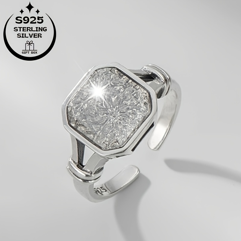 925 Silver Wide Band Women's Ring with Zirconia Inlay