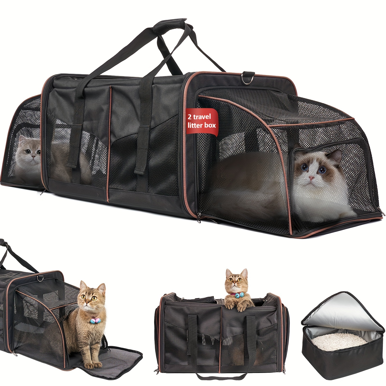 expandable in cat carrier litter box portable dual pet Temu