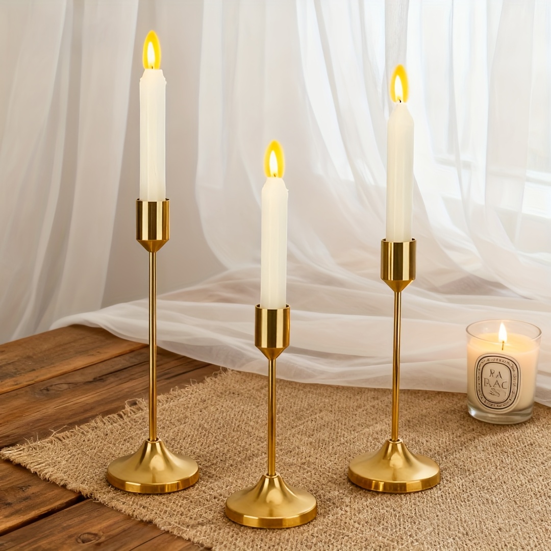 TEMU 6/3pcs Exquisite Craft Candlesticks, Christmas, Ramadan, Halloween Dinner, Wedding Decor, Table Centerpiece, And Home Decoration - Ideal Desktop