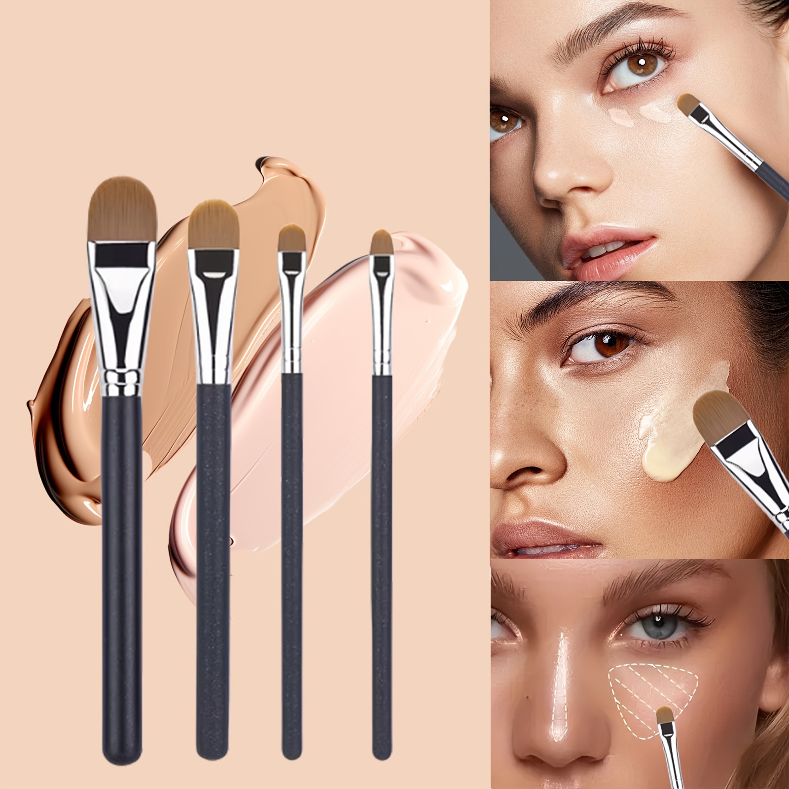 

4pcs Concealer Set, - Wooden , - For Application, -loading And , Unscented For