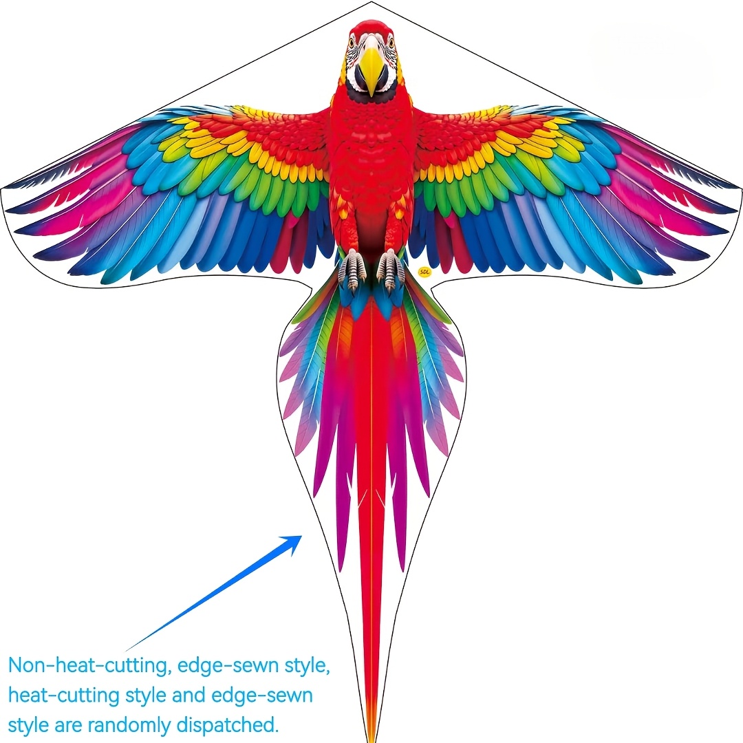large multicolored parrot kite     a free kite string board the color of the string board is random   features an indian style parrot a realistic parrot kite a creative bird kite a creative holiday gift