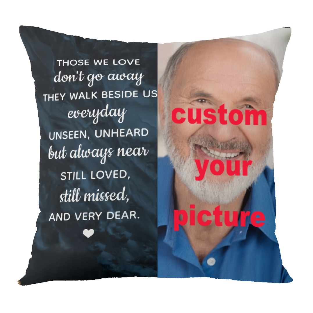 

Custom 18x18" Soft Plush Throw Pillow - Personalized Photo Memorial Cushion, Perfect For Love Memory & Sympathy Gifts, Zip Closure, Hand Wash Only (pillow Insert Not Included)