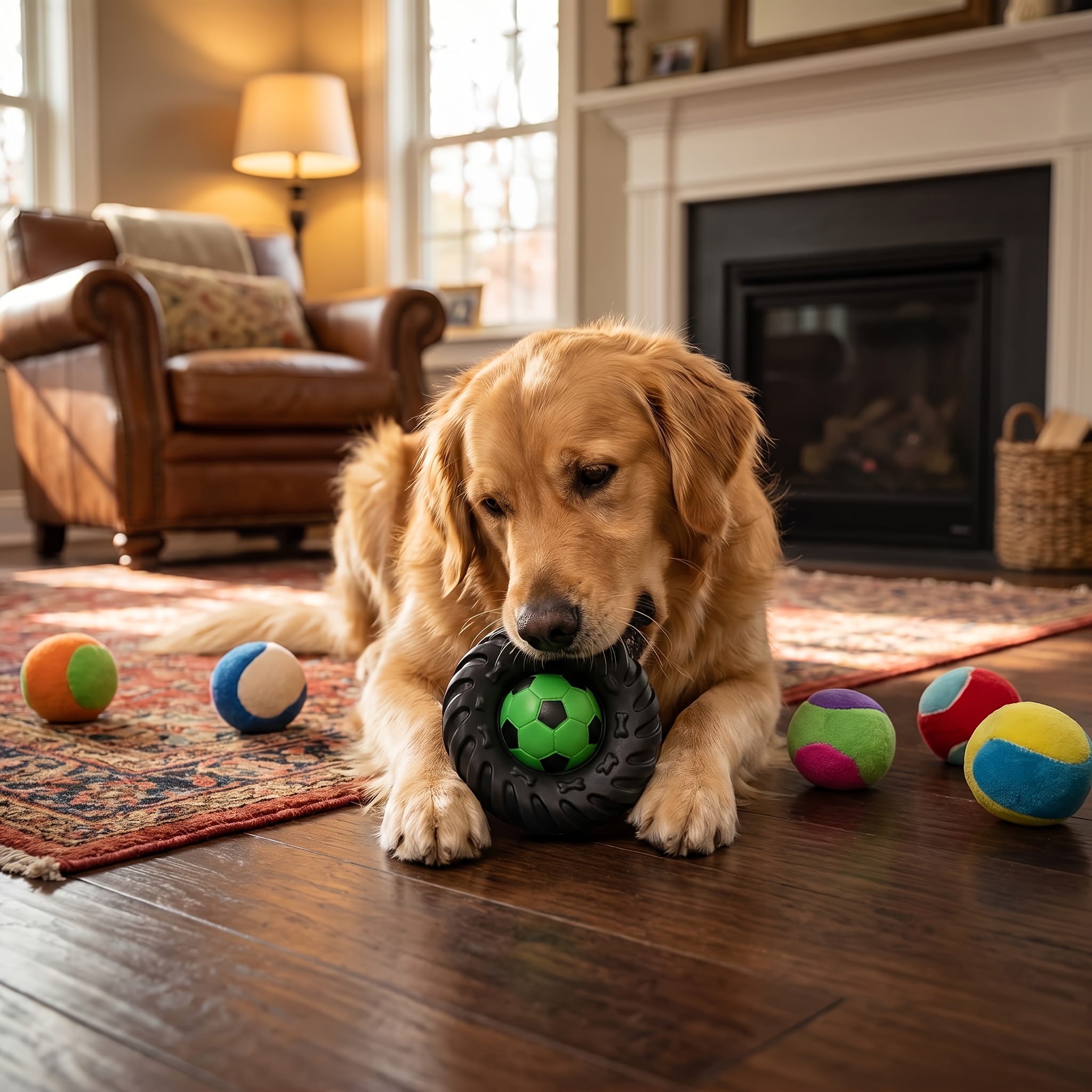 TEMU New Tire-shaped Dog Chew Toy - Squeaky, Stress- & Interactive Pet Toy For Boredom Relief, Durable And Fun For Dogs