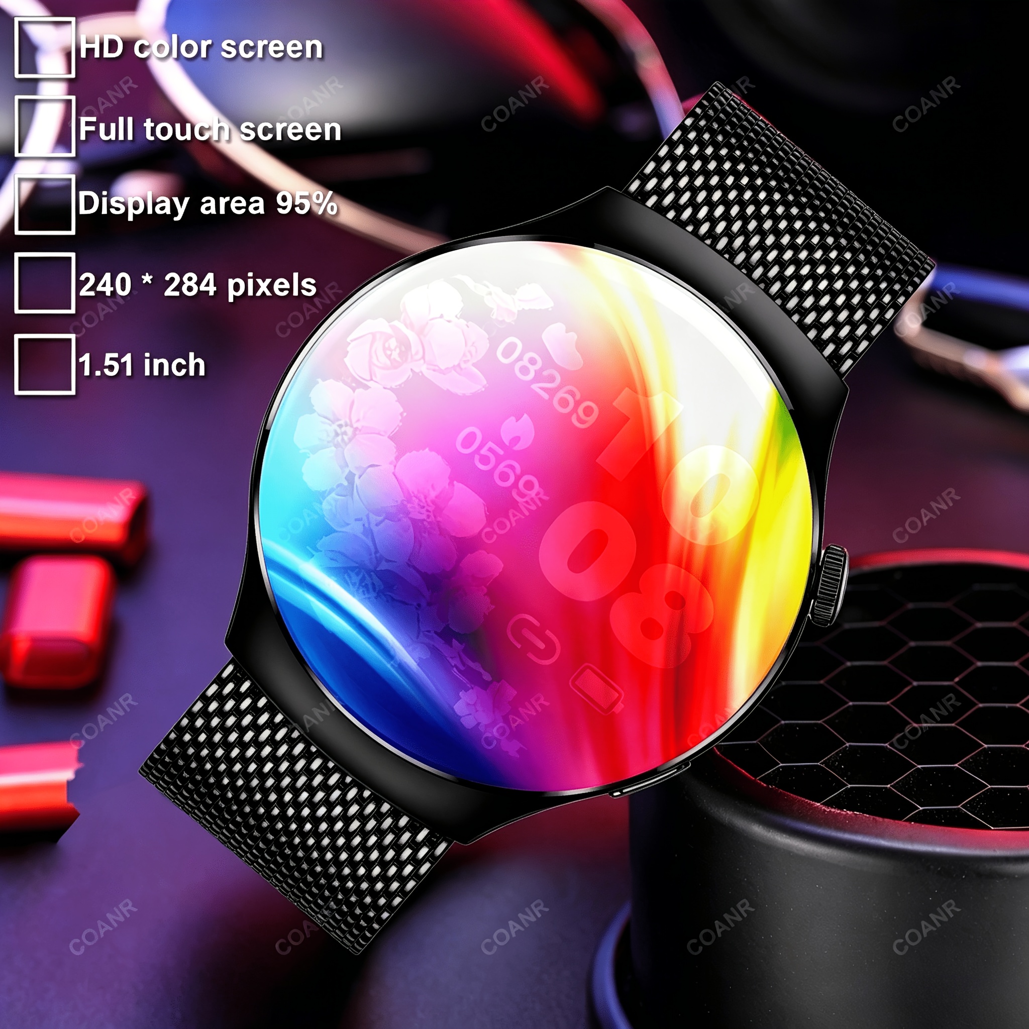 Men's Smart Watch with 3.84 cm Screen, USB Charging