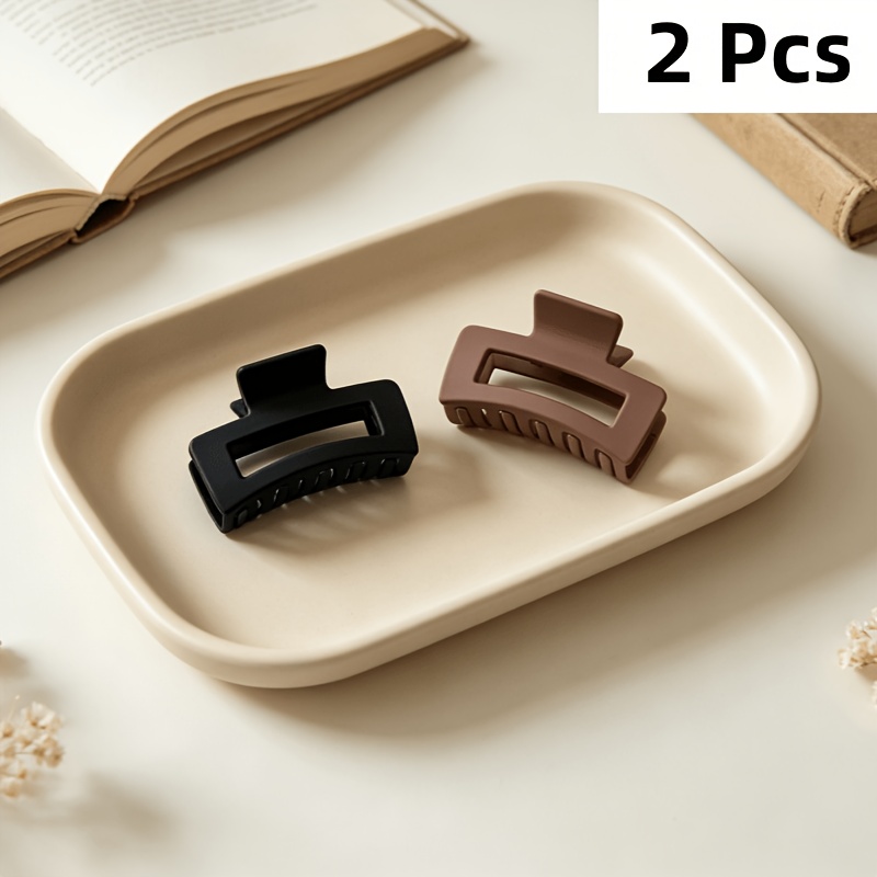 TEMU 2 pinzas rectangulares Matte para el cabello, elegantes pinzas de tiburón de para mujer, antideslizantes y , tamaño adecuado para peinados