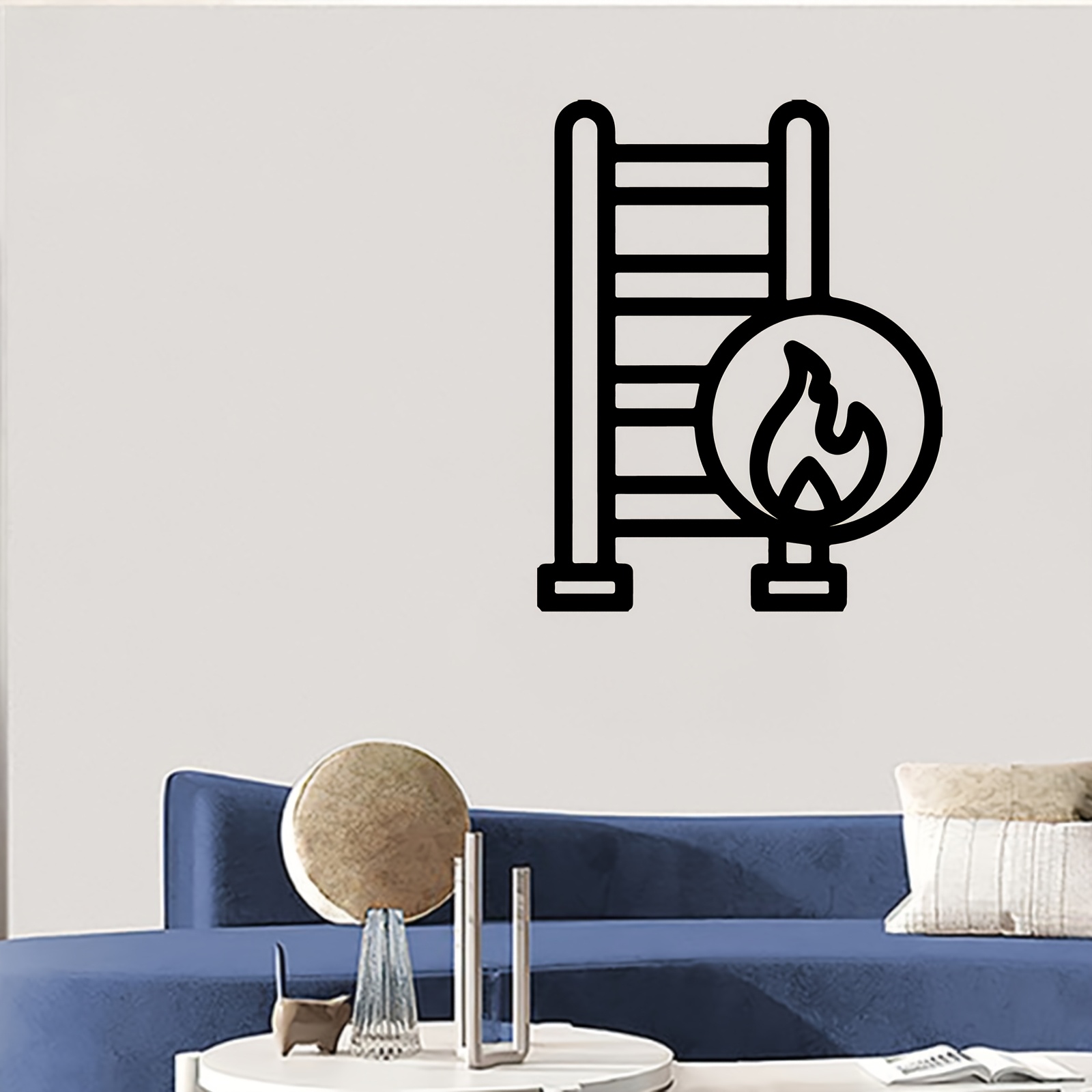 1pc fire ladder metal wall art   fire ladder statue mural ideal gift for halloween   firefighter decor enthusiasts rust resistant metal wall decor wall sculptures   garage wall backyard fence wall unique themed