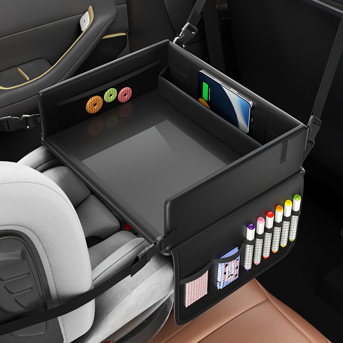 TEMU This Multi-functional Car Seat Organizer Table Is From Wear-resistant And Waterproof Materials, Featuring A Flat And Stable Surface Suitable For