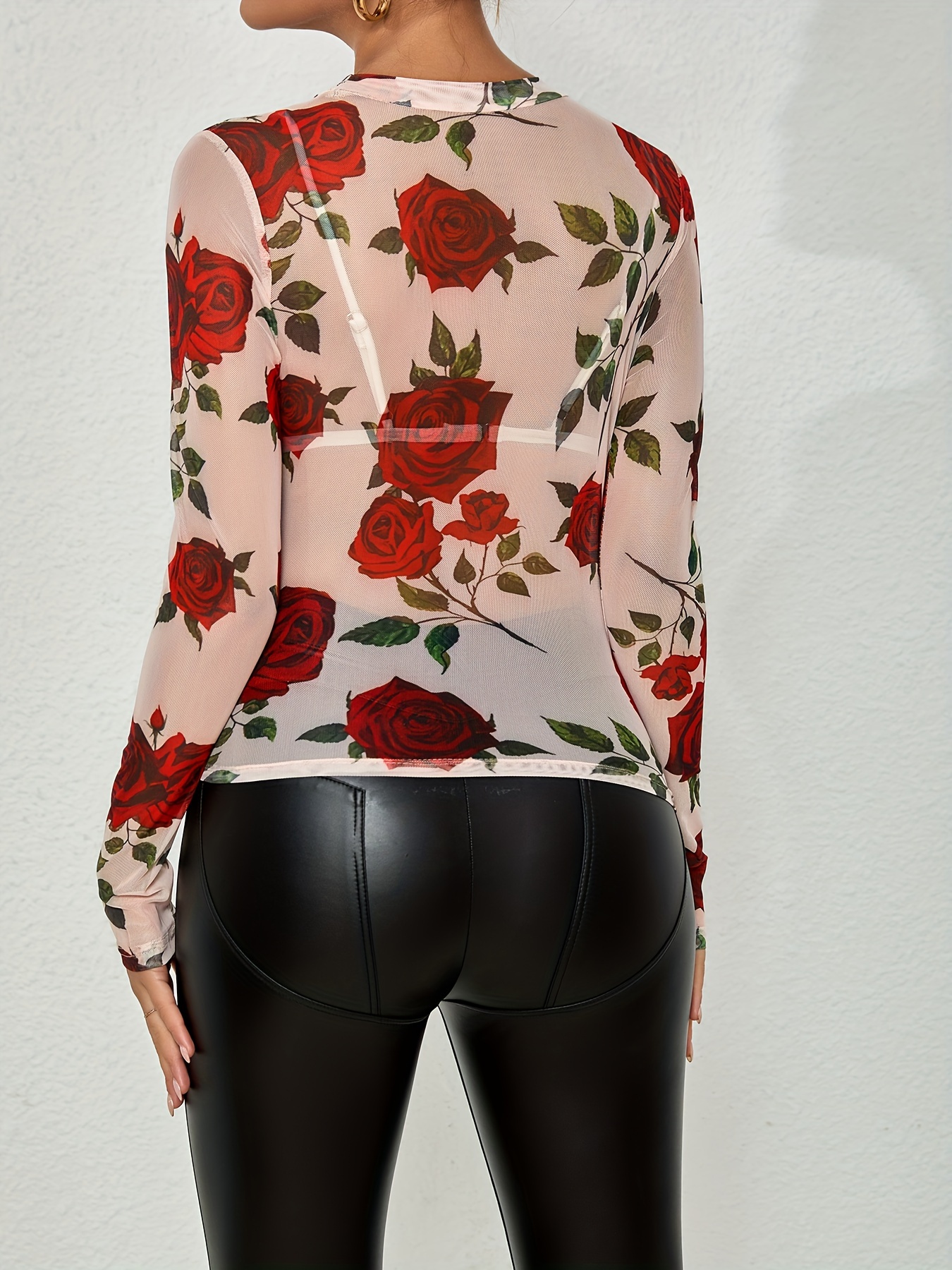 red mesh blouse