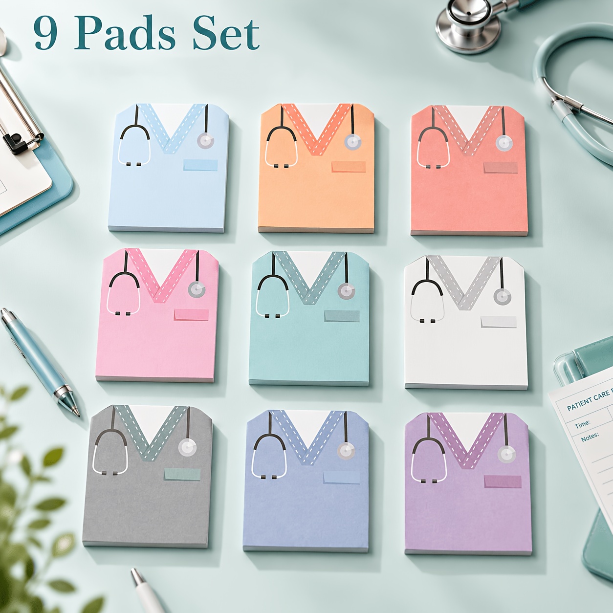 Image of Nurse Sticky Notes Set, 9 Pads Funny Nurse Costume Self Stick Notepads, Cute Nursing Student Memo Pads, Nurse Appreciation Gifts For School Supplies