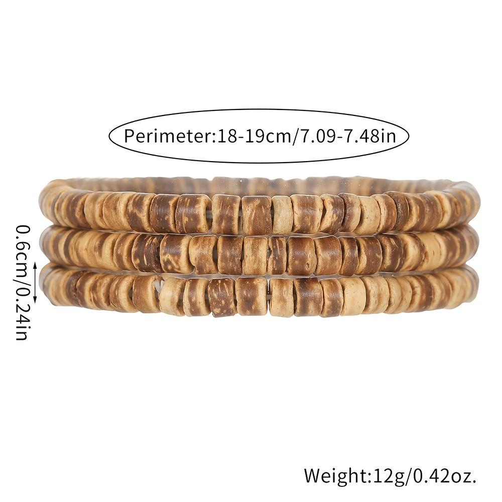 3pcs Vintage Coconut Shell Multi-Layer Bracelet Set