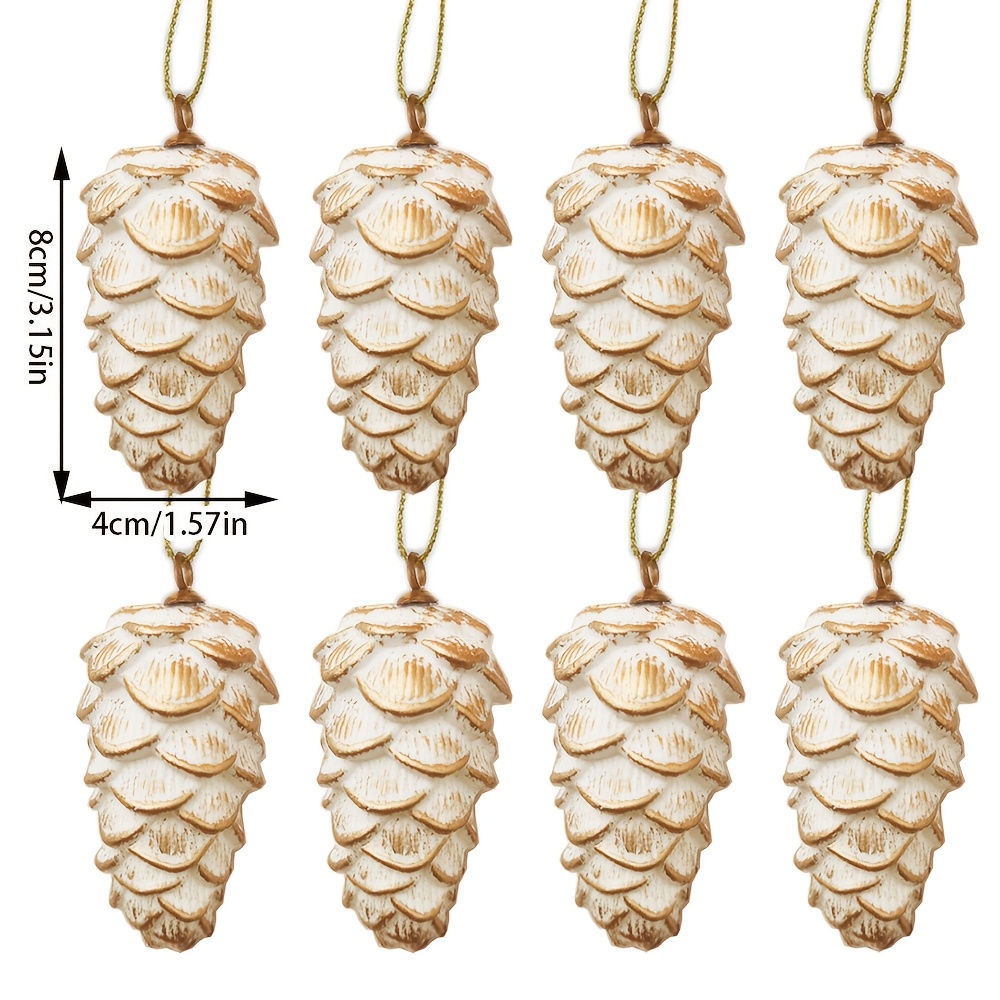 TEMU 6pcs/8pcs Elegant Artificial Pine Cone Christmas Ball Ornaments - Realistic Suitable For Tree Decorations, Wedding, New Year, Multi-holiday