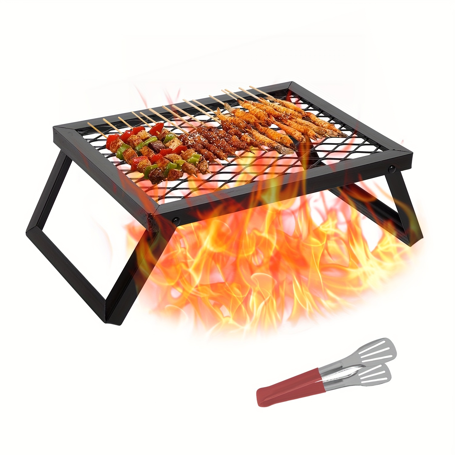 

2- Camping Jig, Portable Folding , Grille , Suitable For Camping Cooking Pit, (16 "x12") Folding