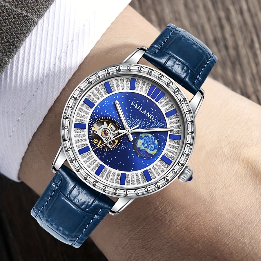 

Men' Mechanical Watch - , Detail, Non-waterproof, Round Alloy Case, Leather Strap