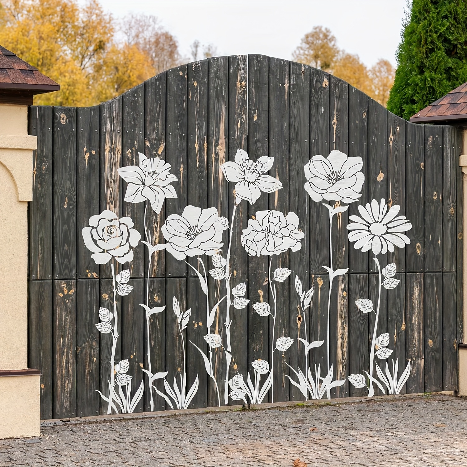 8 stück extra große blumen schablonen - wiederverwendbar für lotus, gänseblümchen, pfingstrose, sonnenblumen muster zum malen auf holz, wände und gartenzaun, schablonen zum malen