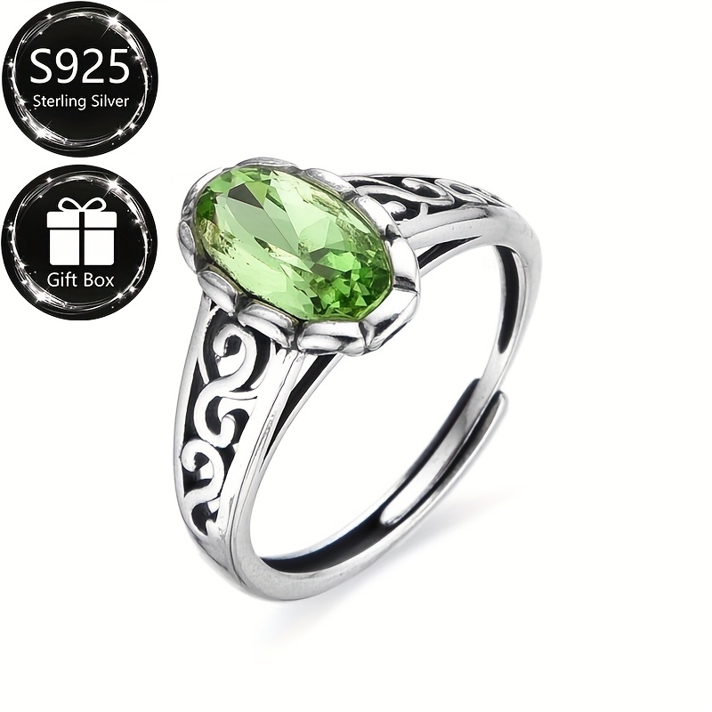 Vintage Infinity Hollow S925 Silver Zirconia Ring August Birthstone Gift