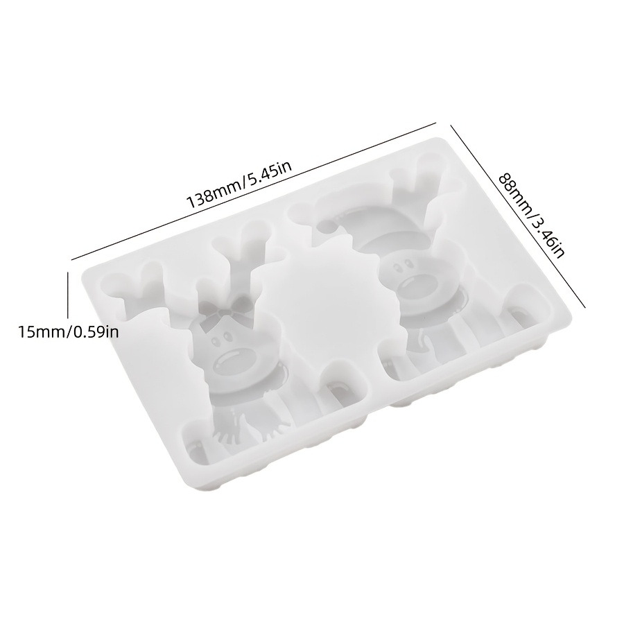 TEMU 1pc Of Cute 2pcs Reindeer Candle Mold, Clay Mold, Silicone Mold, Cartoon Deer Plaster Concrete Mold, Christmas Reindeer Epoxy Resin Decorative