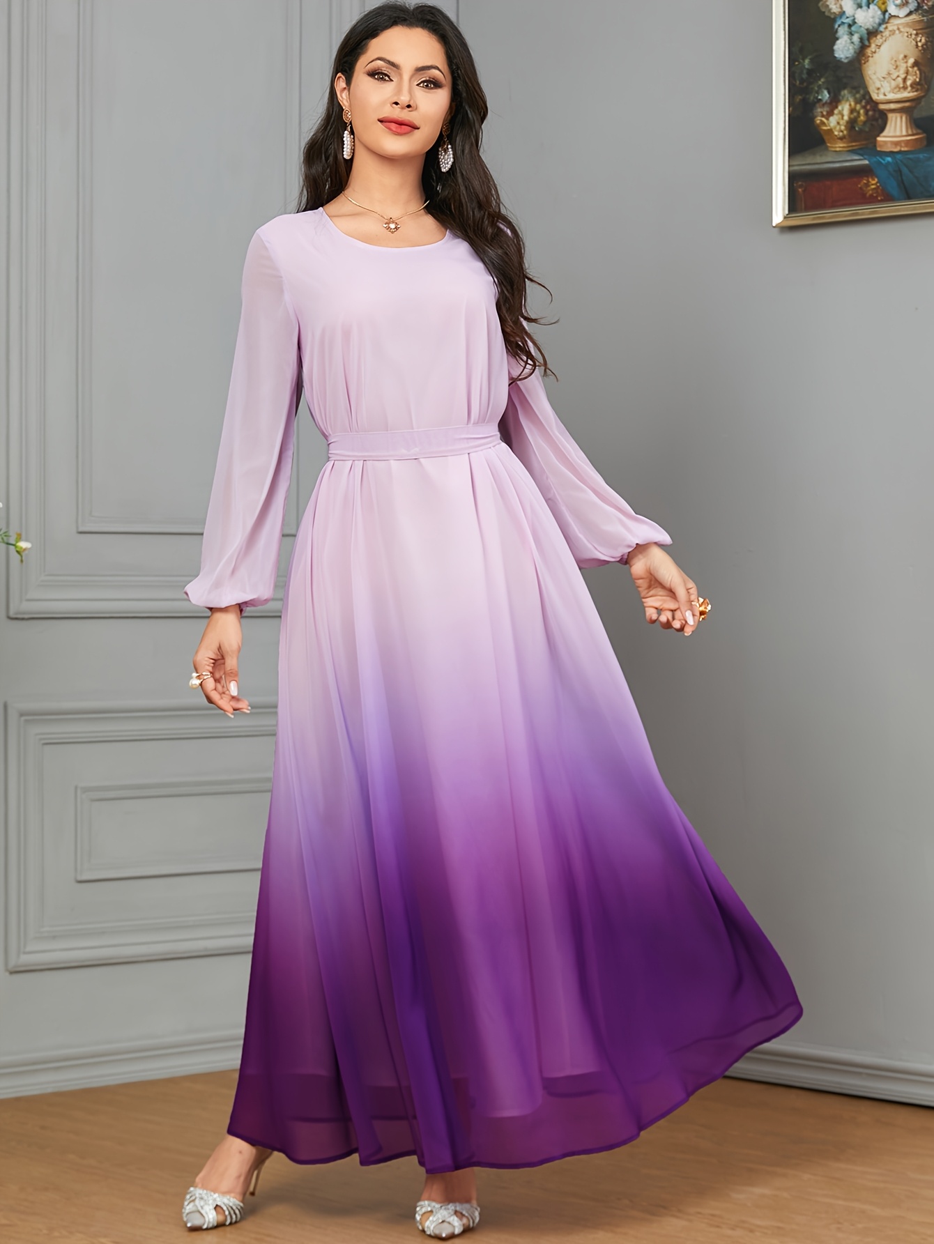 slim fit dress slacks Ball Gown Long Sleeves Sequins Ombre Prom Dress, Puffy Quinceanera Dre –  cherishgirls