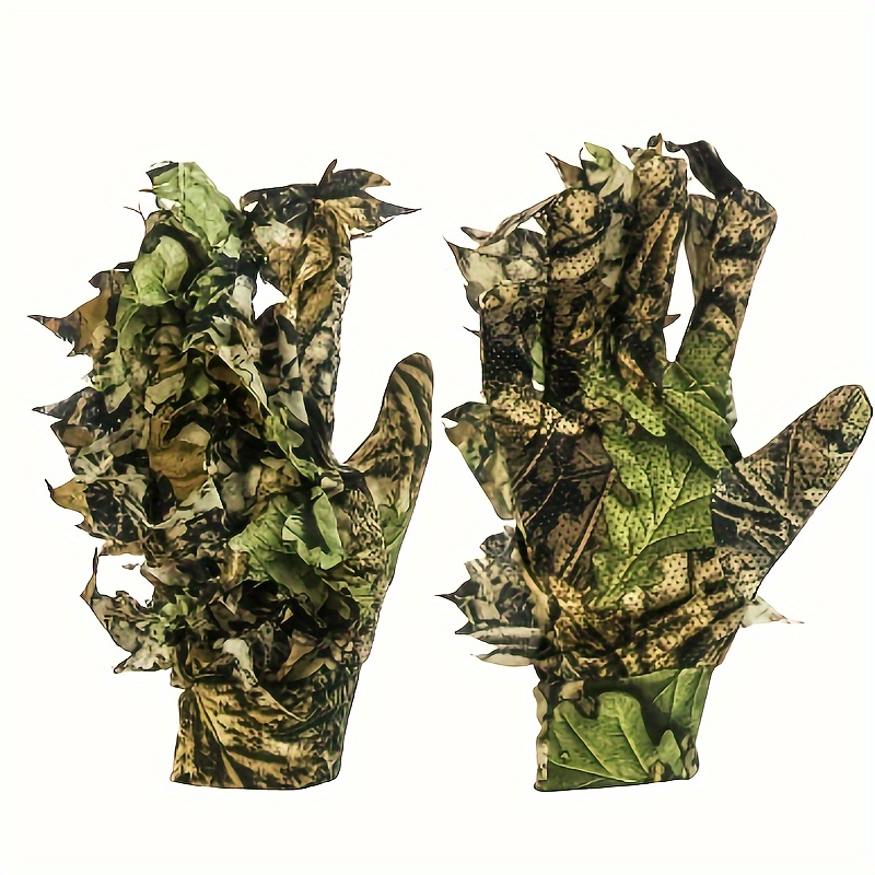 

1 Pair 3d Camo Gloves, Non-slip Durable 3d Leaf Camouflage Gloves, Outdoor Anti-slip Sports Gloves For Men