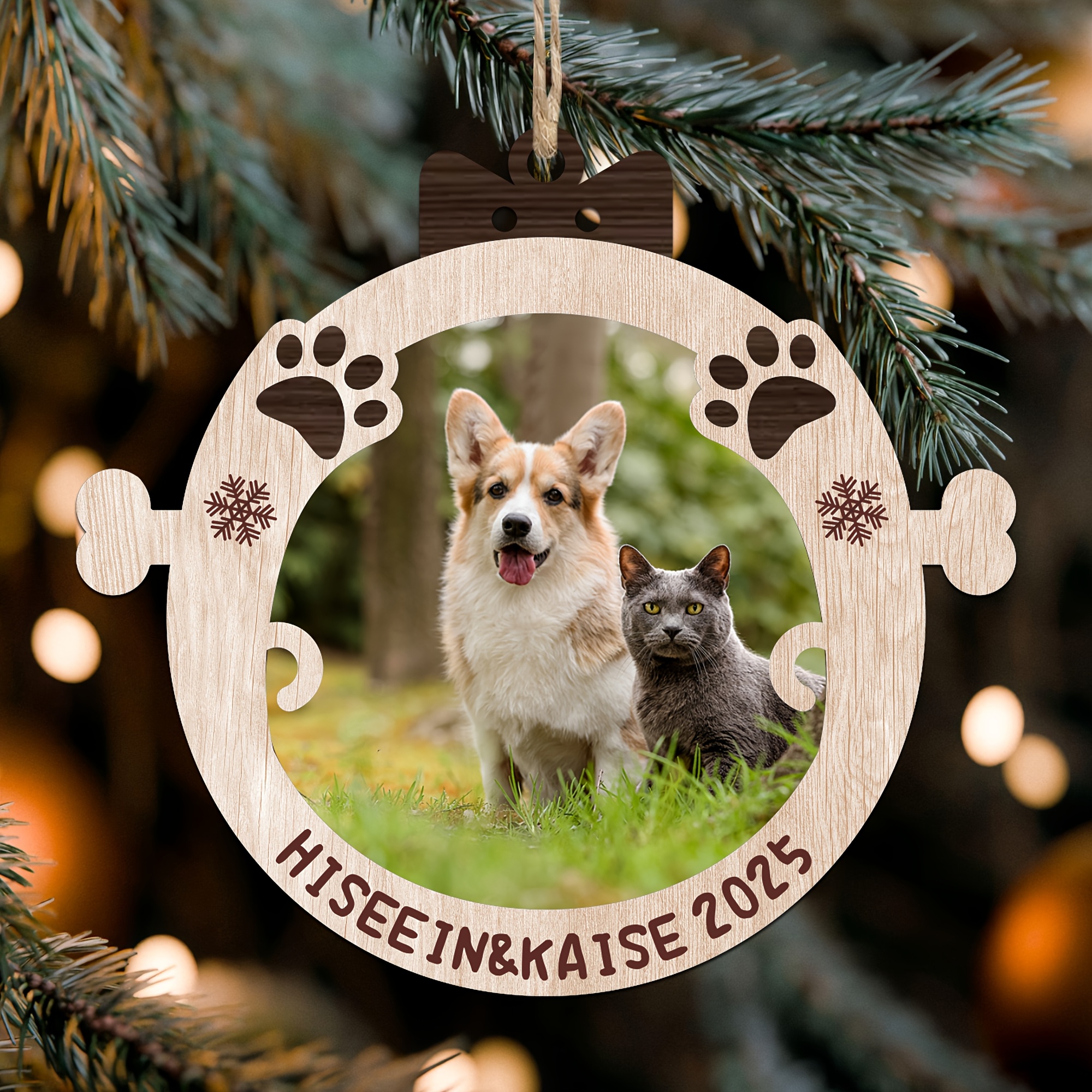 Personalized Double-Layer Wooden Round Pet Memorial Pendant