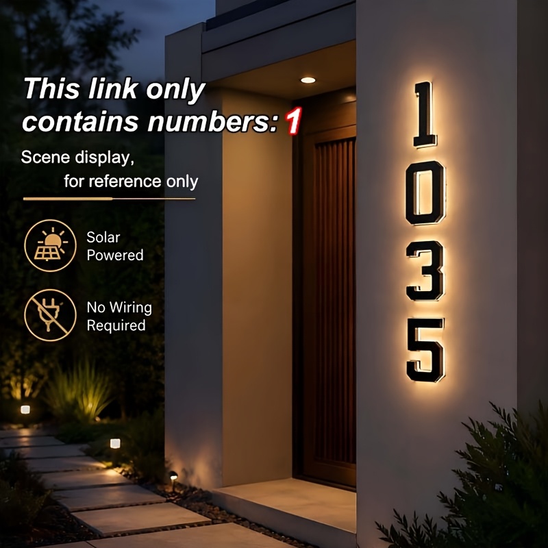 TEMU Upgraded 9-inch Outdoor Solar House Light, Ip44 Waterproof/intelligent Light Sensing, Home Address Light Suitable For: Courtyard Wall Exterior