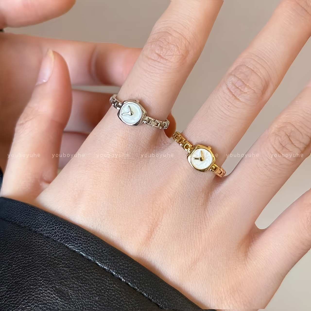 2pcs Vintage Fashion Watch-Style Ring Set