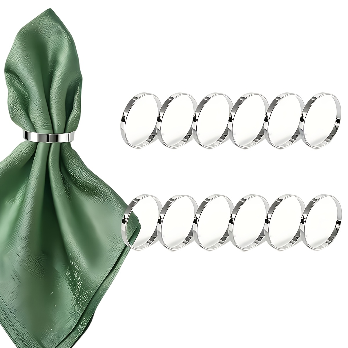 TEMU 10pcs Minimalist Golden Silvery Napkin Rings Napkin Buckles Wedding Table Decoration Supplies
