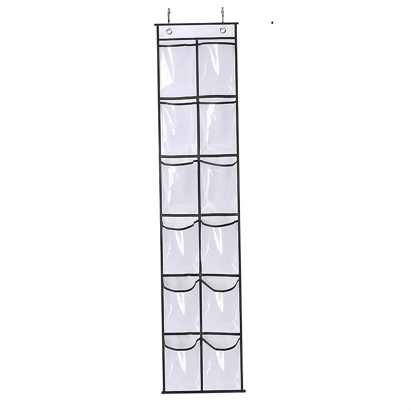 TEMU Door Shoe Storage Bag, 12pcs Pvc Large Pocket Door-back Bags, Space-saving Hanging Storage Rack, Closet Hanger Hanging In Closet For Shoes
