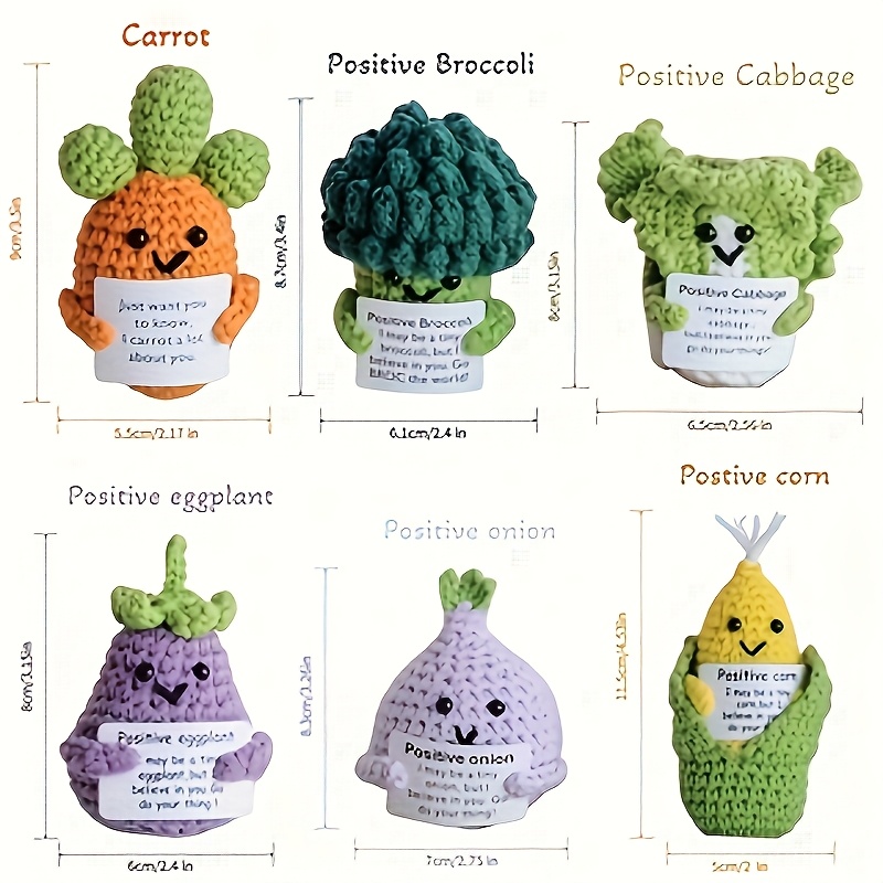 TEMU 6pcs Set Of New Decorations, Cute -woven Decorative Cards Holiday Party Symbols Corn Positive Broccoli Eggplant 3 Leaves Carrot Cabbage Onion