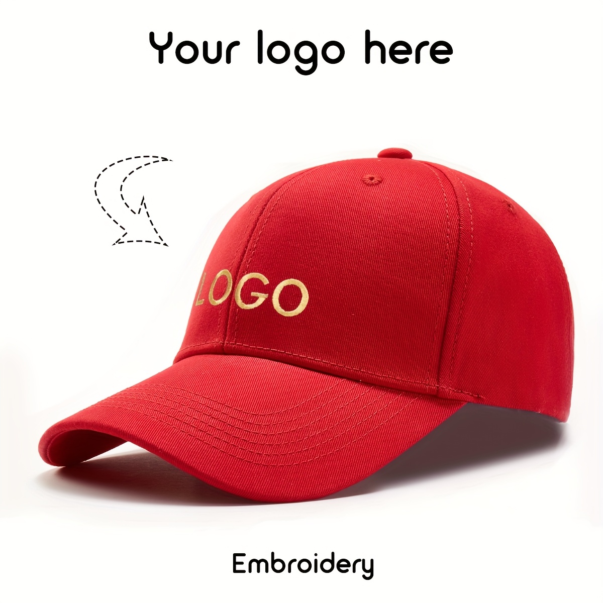 TEMU 1 Casquette de Baseball Personnalisée Brodée, Plusieurs Couleurs Disponibles, de Tête Ajustable, Simple et Élégante