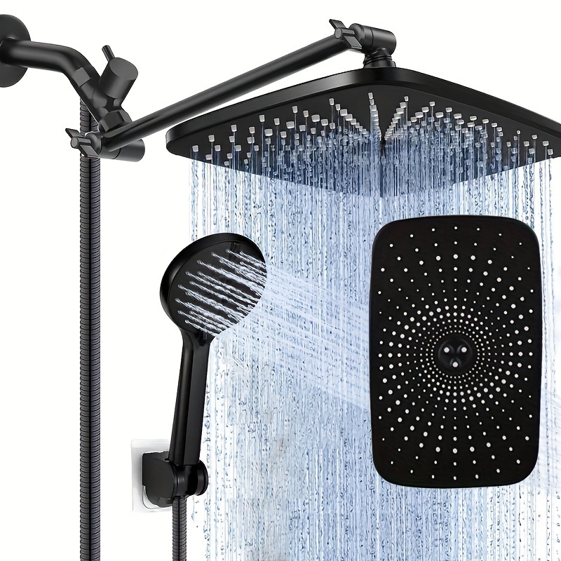 Cabezal de ducha de alta presión con brazo ajustable de 11 pulgadas,  cabezal de ducha de lluvia de 5 ajustes, cabezal de ducha de lluvia HarJue  con